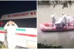 5 Momen perjuangan pemakaman jasad korban corona, lewati sungai