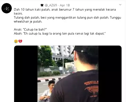 Ayah dan anak ini tolak bantuan yang berlebihan Twitter/@_AZ69