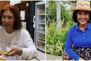 Susi Pudjiastuti masak pizza keong sawah, begini hasilnya