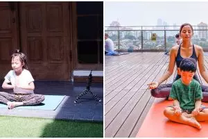 Aktivitas 8 seleb Tanah Air olahraga bareng anak saat di rumah