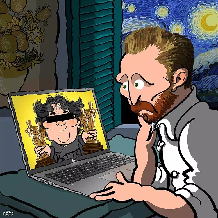 Ilustrasi keren jika Van Gogh hidup di masa kini Instagram/@alirezakarimimoghadam Ilustrasi keren jika Van Gogh hidup di masa kini Instagram/@alirezakarimimoghadam