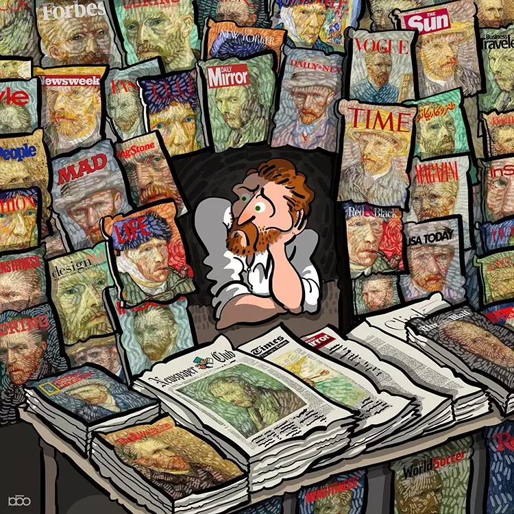 Ilustrasi keren jika Van Gogh hidup di masa kini Instagram/@alirezakarimimoghadam Ilustrasi keren jika Van Gogh hidup di masa kini Instagram/@alirezakarimimoghadam