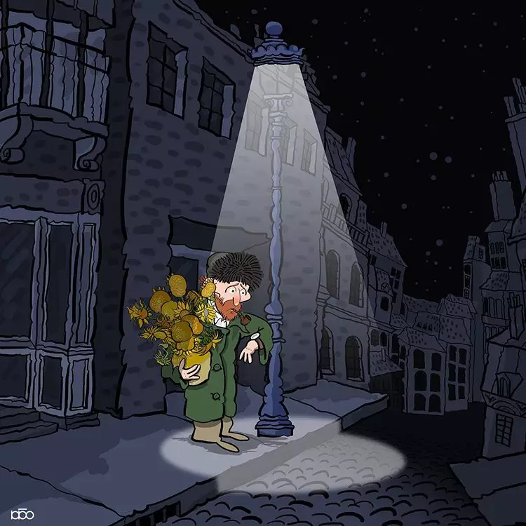 Ilustrasi keren jika Van Gogh hidup di masa kini Instagram/@alirezakarimimoghadam Ilustrasi keren jika Van Gogh hidup di masa kini Instagram/@alirezakarimimoghadam