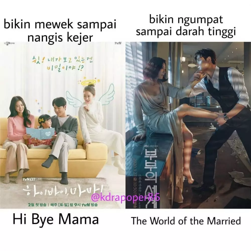Meme beda The World of The Married dan Hi Bye Mama berbagai sumber