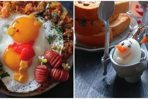10 Potret kreasi telur berbentuk tokoh kartun, nggak tega makan