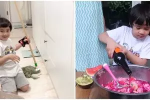 Belajar mandiri, ini 10 potret Rafathar bersihin kamar & jual es
