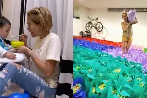 Anak bungsu ultah ke-1, ini 8 potret Nikita Mirzani bagi sembako