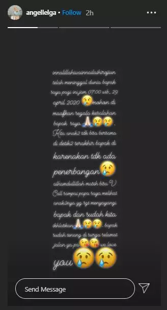 ayah Angel Lelga meninggal Instagram
