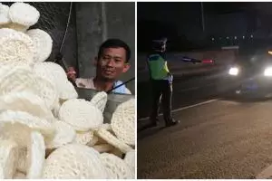 Demi pulang kampung, pemudik ini nekat sembunyi di tumpukan kerupuk