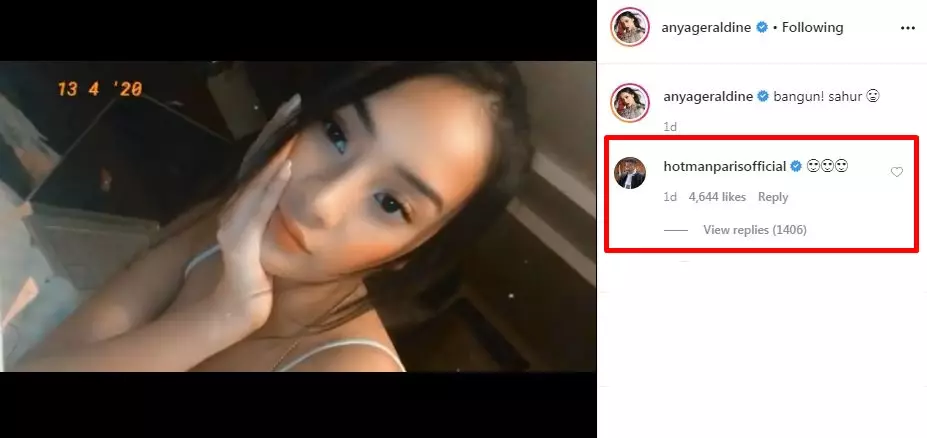 Komentar Hotman Paris di akun Anya Geraldine  Instagram 