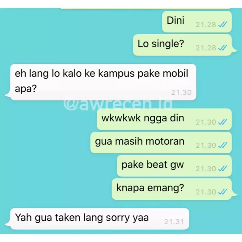 chat lucu siap-siap ditolak gebetan © 2020 instagram.com