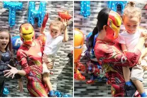 8 Momen perayaan ulang tahun anak Melaney Ricardo, bertema IronMan