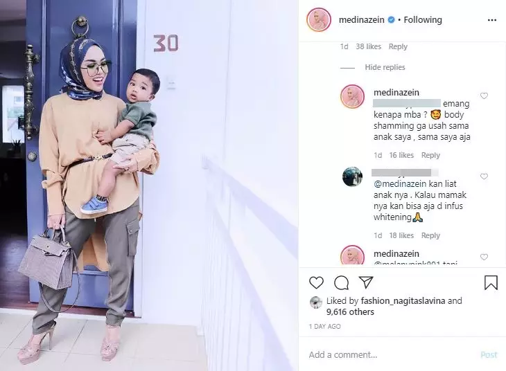reaksi kesal Medina Zein Instagram