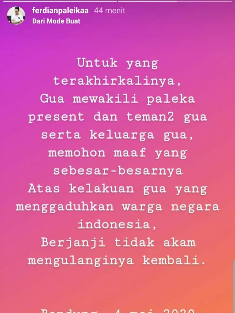 Teman Ferdian Paleka © 2020 Instagram/@ferdianpaleikaa ; Twitter @twitkabarjabar