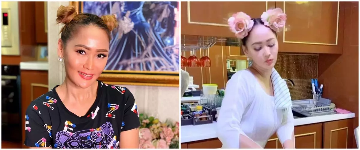 8 Gaya Inul Daratista saat masak, stylish dengan rambut kepang