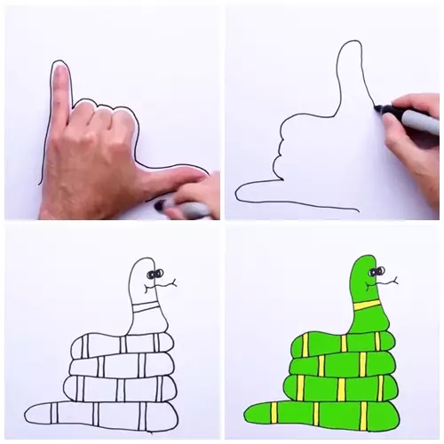 Cara mudah gambar hewan pakai jari Twitter/@awkwardgoogle