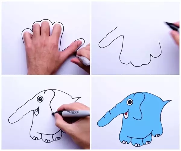 Cara mudah gambar hewan pakai jari Twitter/@awkwardgoogle