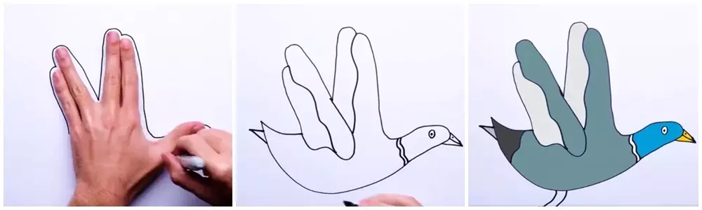 Cara mudah gambar hewan pakai jari Twitter/@awkwardgoogle