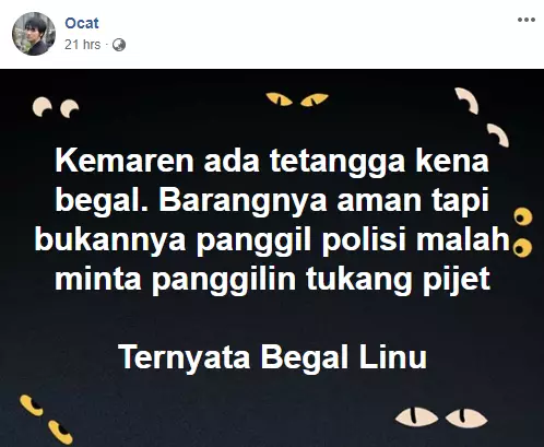 Status plesetan ini absurd Facebook/ Perecehan Stekstual