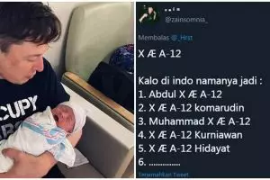 10 Cuitan lucu nama anak ke-6 Elon Musk ini kocak tapi kasihan