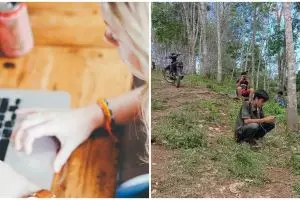 4 Potret perjuangan mahasiswa kuliah online, naik tebing demi sinyal