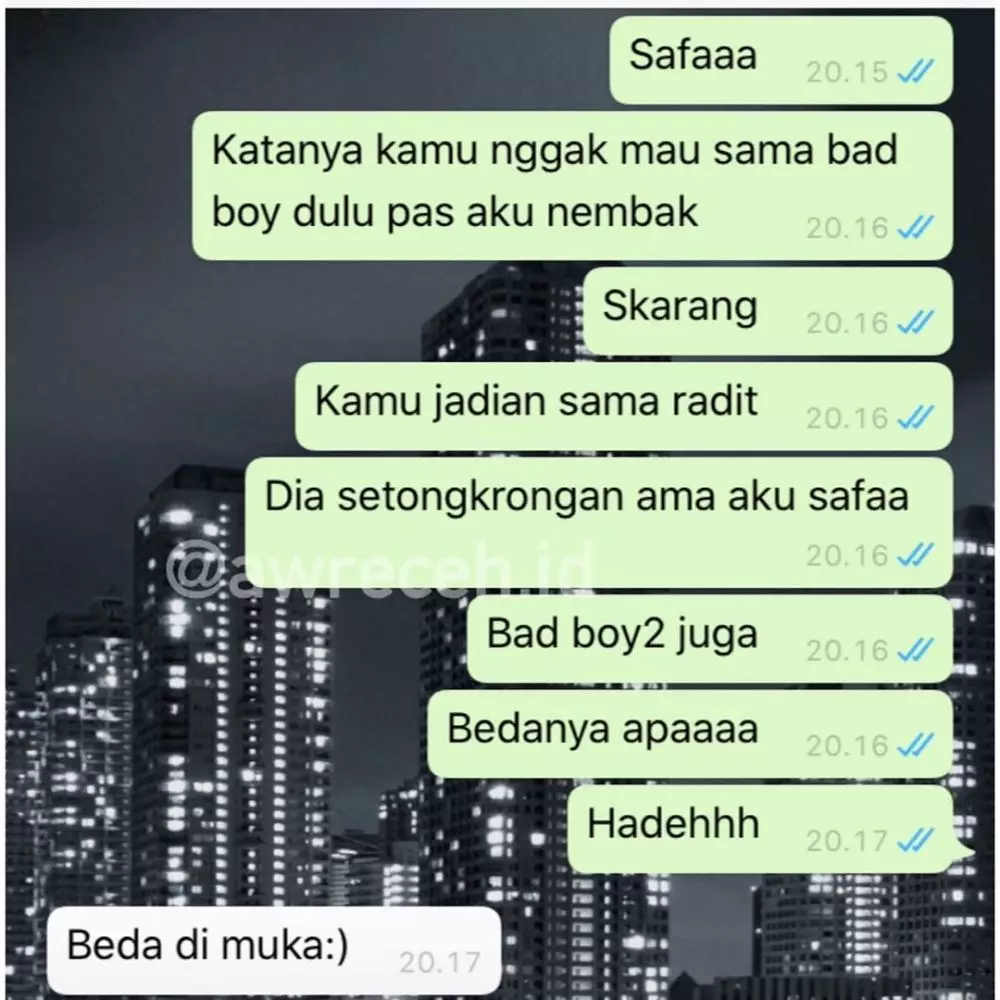 chat lucu dikacangin gebetan © 2020 instagram.com