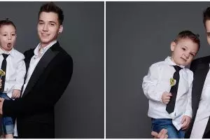 7 Gaya pemotretan Stefan William dan Baby Lucio ini elegan