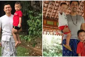 9 Momen Anjasmara momong kedua cucunya, kakek idaman