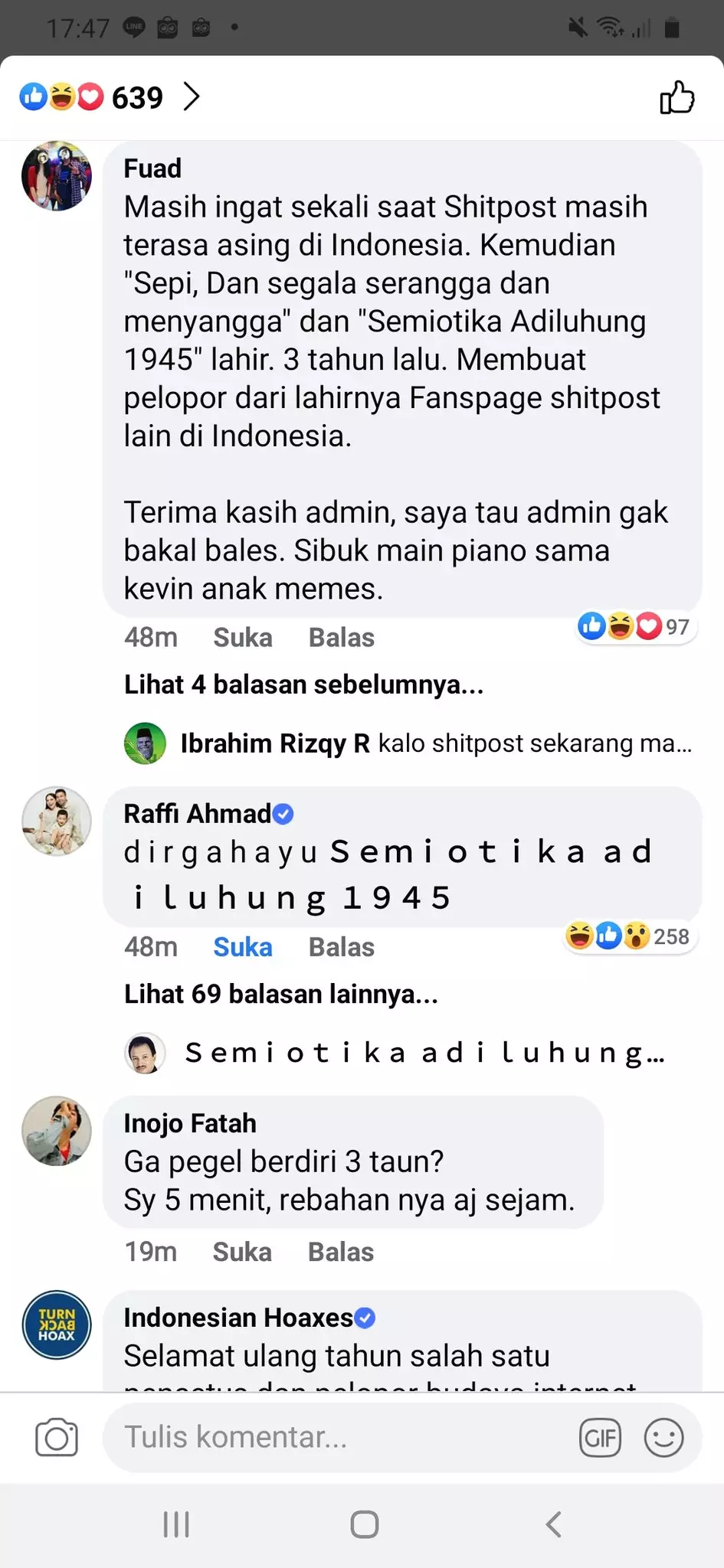 Bukti Raffi Ahmad suka akun meme Berbagai sumber