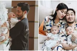 6 Gaya simpel pemotretan keluarga Syahnaz Sadiqah, bertema denim