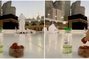 Viral potret berbuka puasa di depan Kabah, begini situasinya