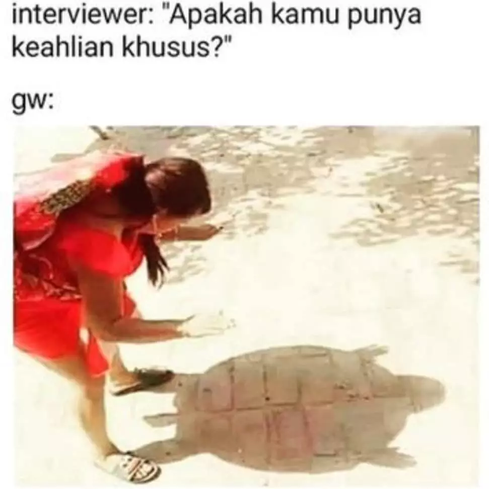 meme lucu trik wawancara kerja © 2020 1cak.com