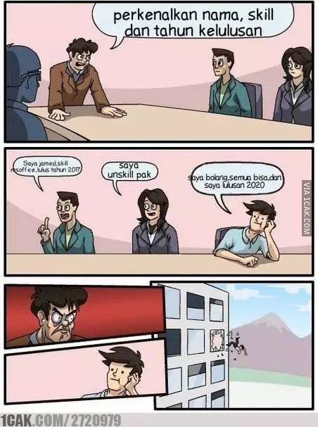 meme lucu trik wawancara kerja © 2020 1cak.com
