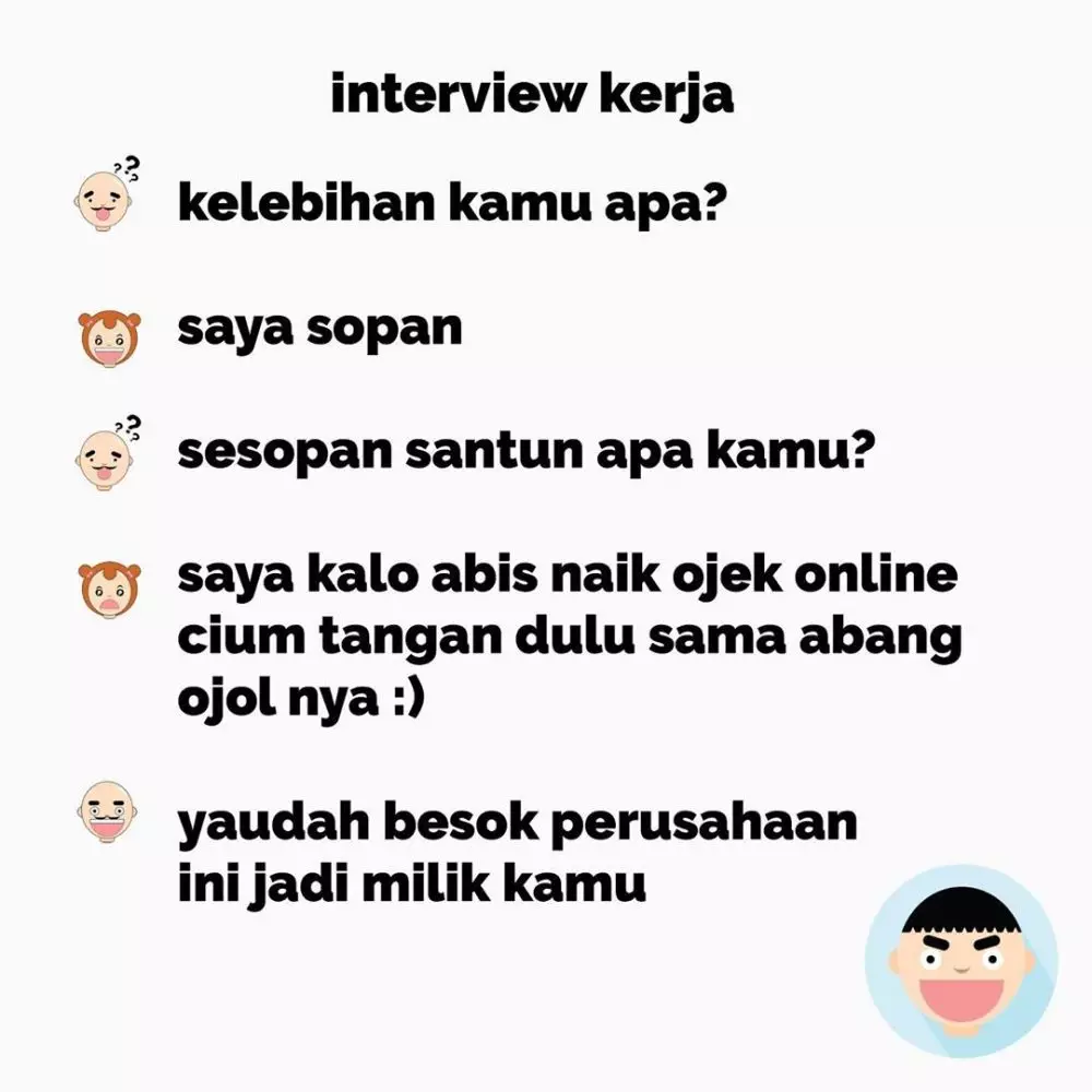 meme lucu trik wawancara kerja © 2020 1cak.com