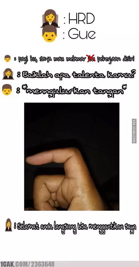 meme lucu trik wawancara kerja © 2020 1cak.com