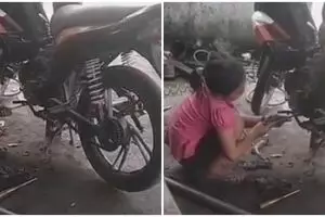 Cerita gadis cilik bantu pekerjaan ayahnya di bengkel ini bikin haru
