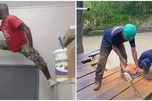 10 Momen lucu tukang bangunan lagi kerja ini bikin tepuk jidat