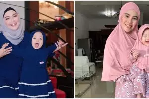 Potret 7 seleb kembaran baju muslim sama anak ini bisa ditiru