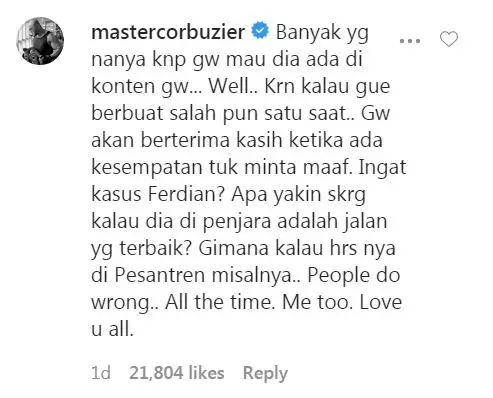 Deddy Corbuzier ungkap alasan © 2020 Instagram/@mastercorbuzier Deddy Corbuzier ungkap alasan © 2020 Instagram/@mastercorbuzier