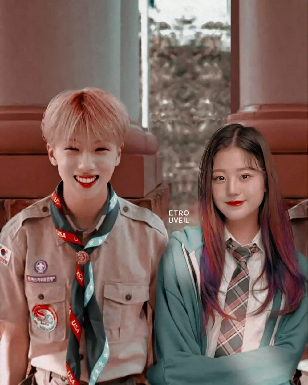 potret editan idol kpop pakai seragam sma instagram