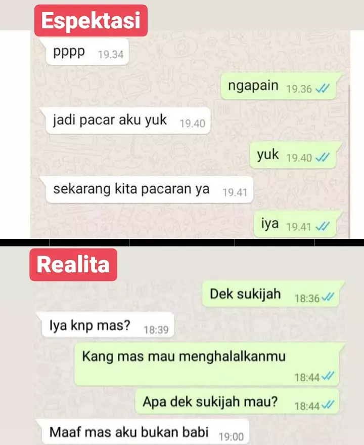 Meme ekspektasi bareng gebetan Berbagai sumber