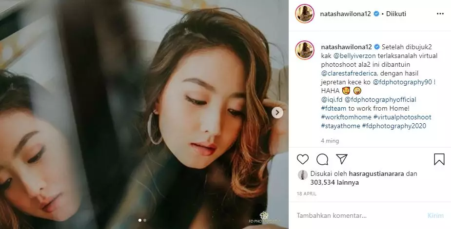 Gaya pemotretan virtual Natasha Wilona © 2020 brilio.net