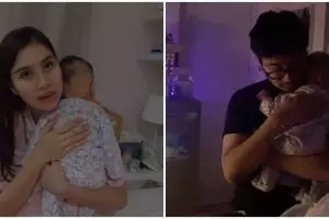 8 Momen Syahnaz & Jeje begadang tengah malam urus bayi kembar