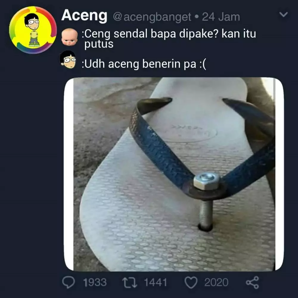 meme lucu benerin barang © 2020 instagram.com
