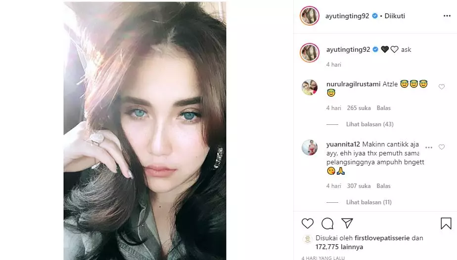 Potret Ayu Ting Ting pakai filter  © 2020 brilio.net