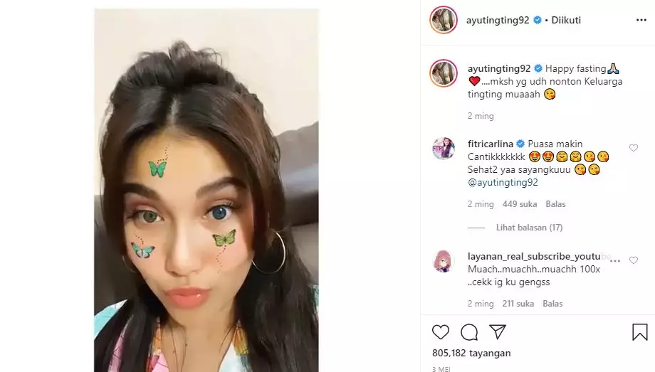 Potret Ayu Ting Ting pakai filter  © 2020 brilio.net