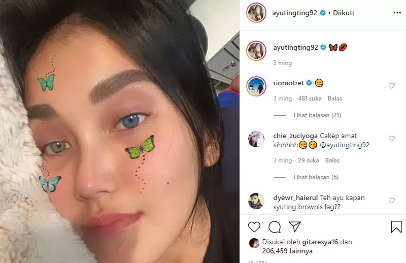 Potret Ayu Ting Ting pakai filter  © 2020 brilio.net