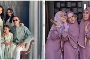 Momen 8 pedangdut Lebaran bareng keluarga, kompak pakai outfit senada