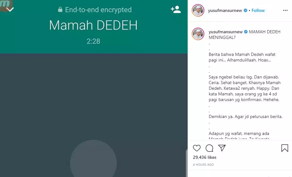 tanggapan Ustaz Yusuf Mansur dan Abdel Achrian Instagram tanggapan Ustaz Yusuf Mansur dan Abdel Achrian Instagram