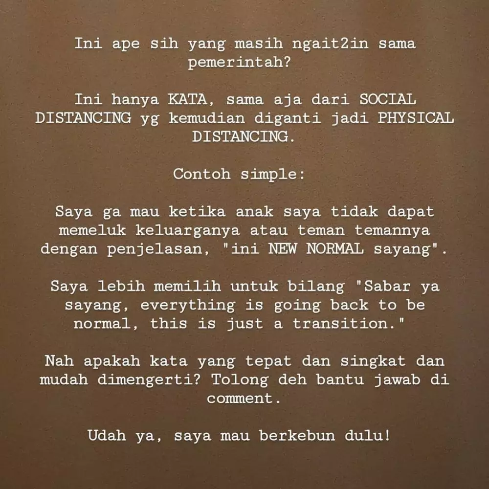 atiqah hasiholan berikan pendapat istilah new normal instagram atiqah hasiholan berikan pendapat istilah new normal instagram